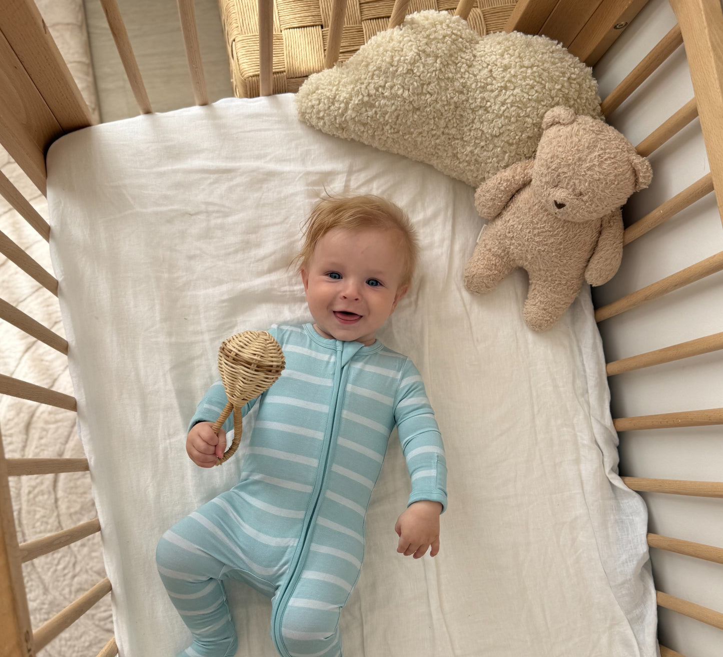 Bamboo Zip Onesie - Blue Stripes