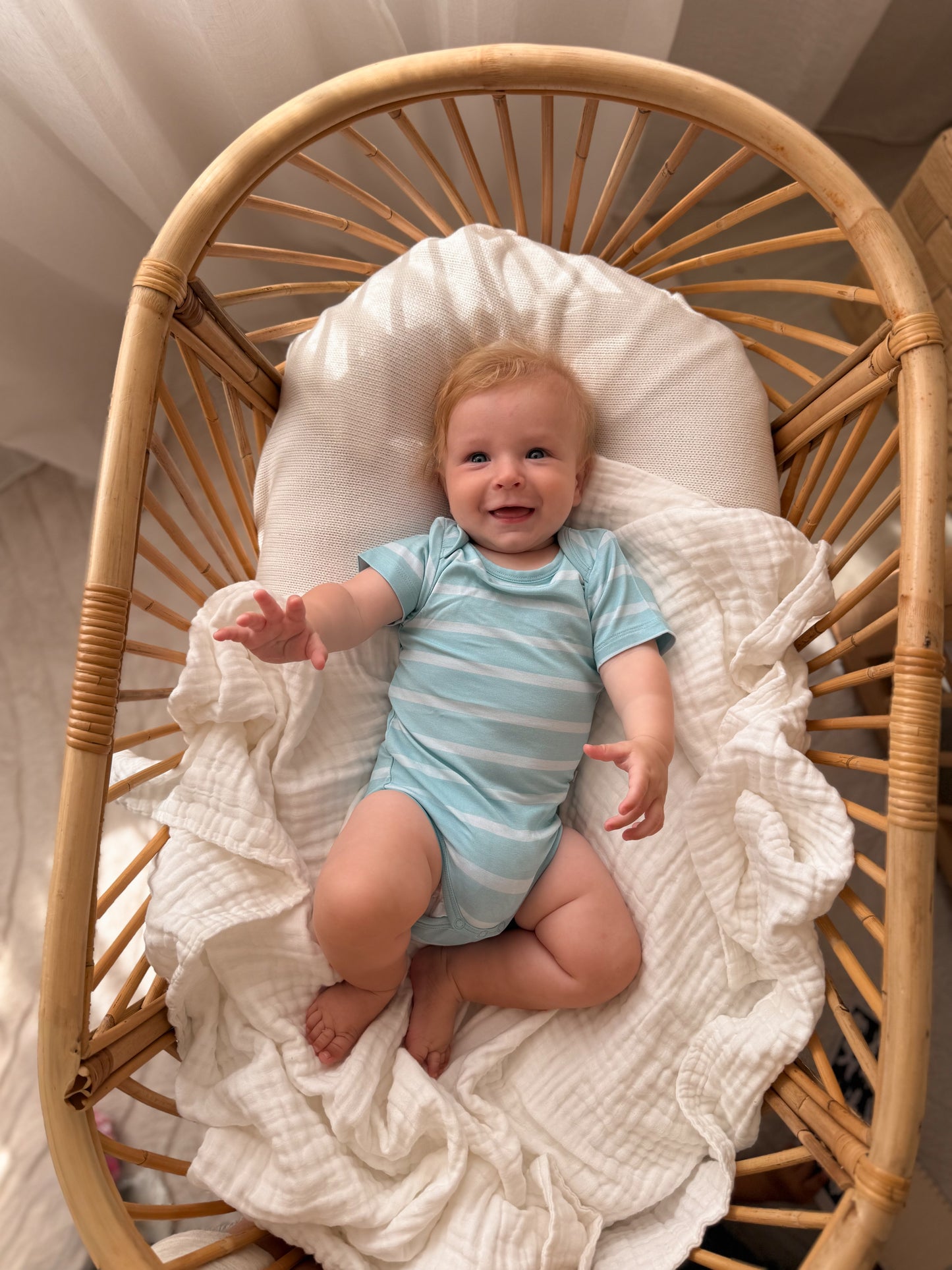 Bamboo T-shirt Onesie - Blue Stripes