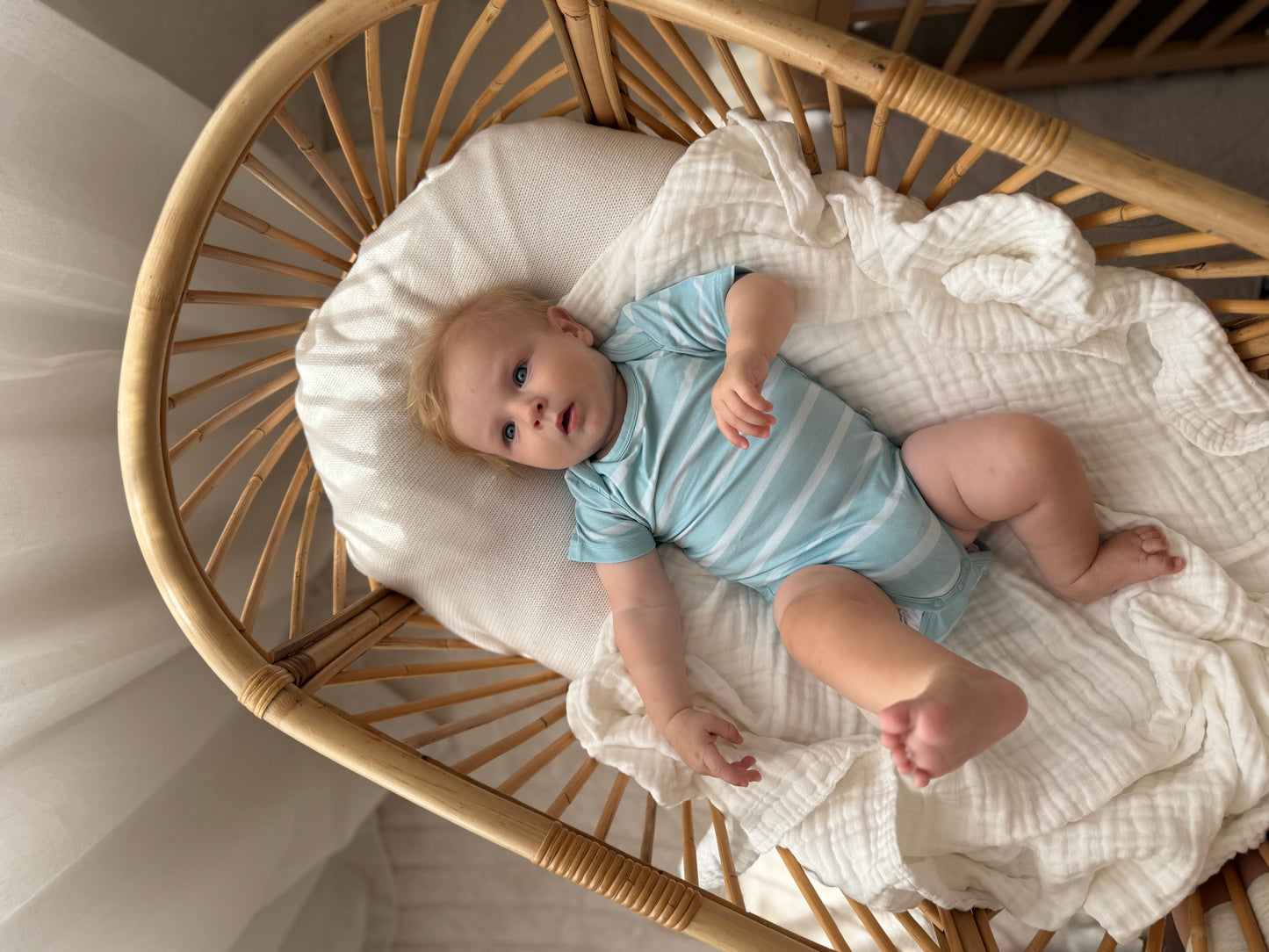 Bamboo T-shirt Onesie - Blue Stripes