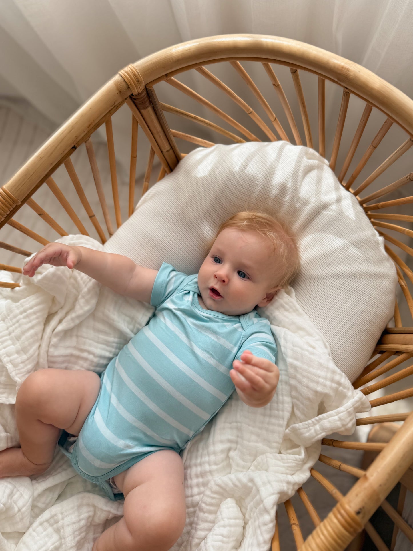 Bamboo T-shirt Onesie - Blue Stripes