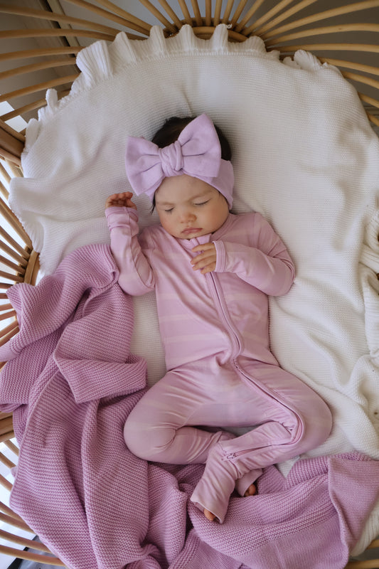 Bamboo Zip Onesie - Pink Stripes