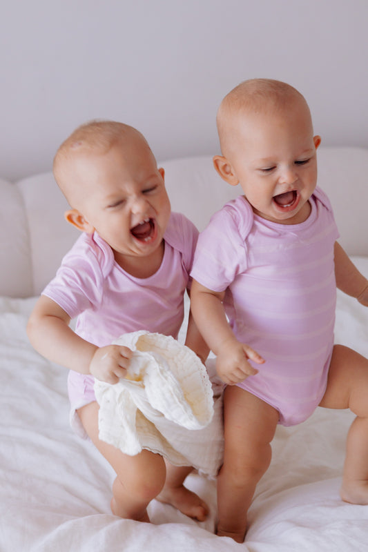 Bamboo T-shirt Onesie - Pink Stripes