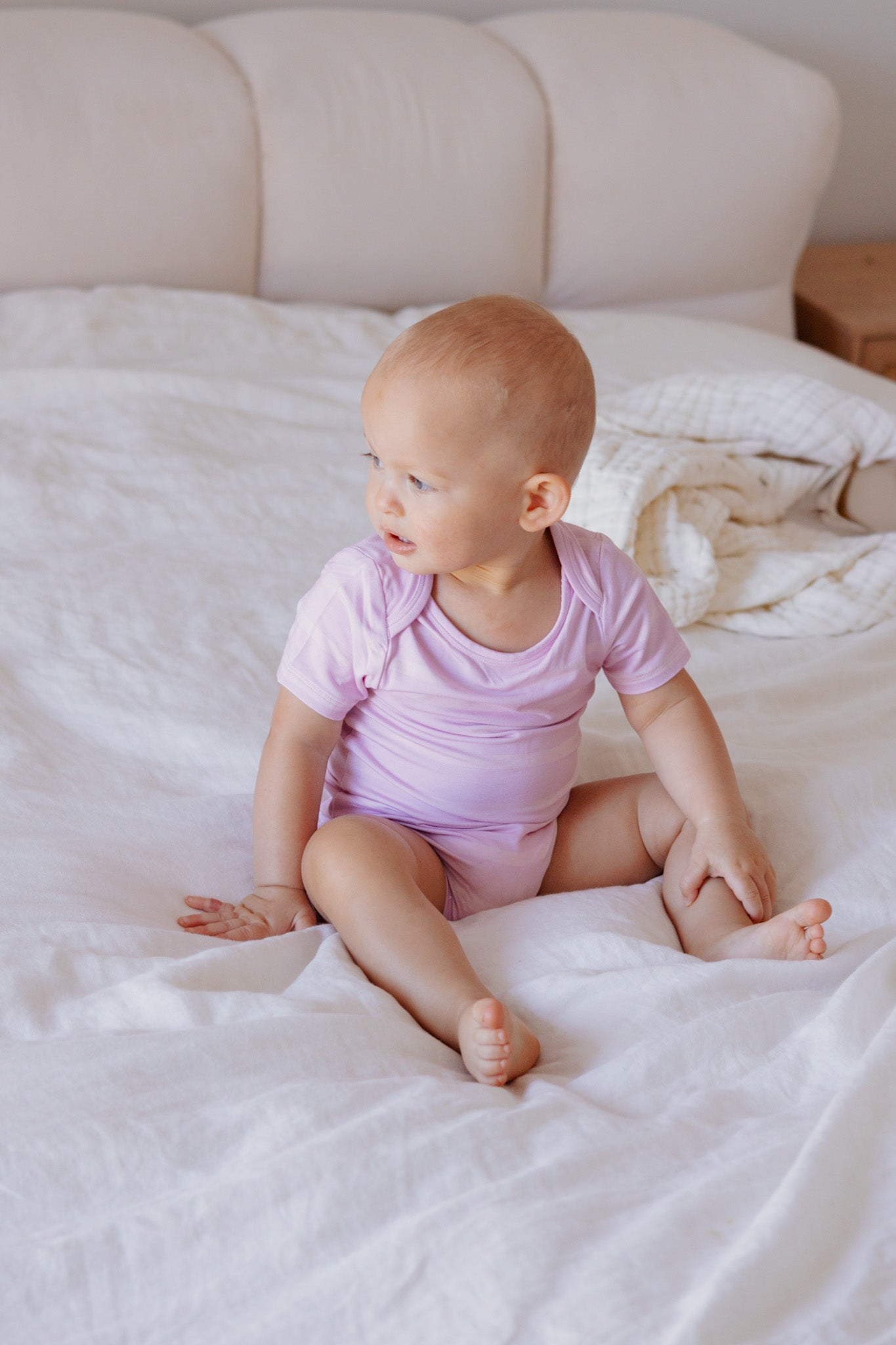 Bamboo T-shirt Onesie - Pink Stripes